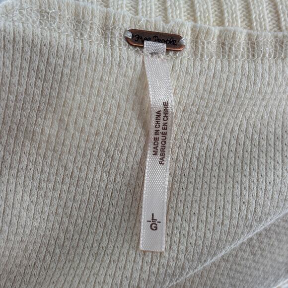 Free People White Fairground Cotton Thermal Sweater Sleeve Top - Picture 11 of 12